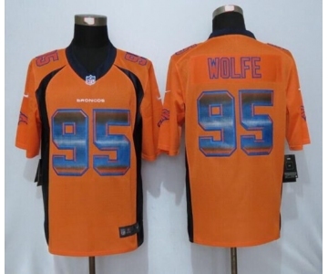 Men Nike Denver Broncos #95 Derek Wolfe Orange Strobe Jersey[Limited]