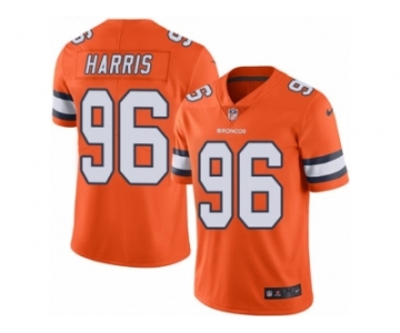 Men Nike Denver Broncos #96 Shelby Harris Limited Orange Rush Vapor Untouchable NFL Jersey