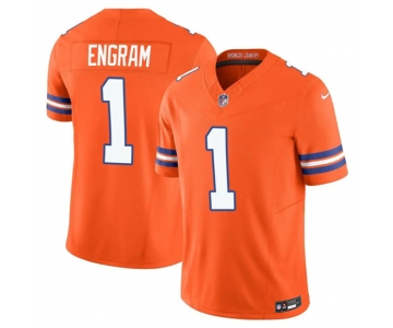 Men's Denver Broncos #1 Evan Engram Orange F.U.S.E. Mile High Collection 1977 Throwback Vapor Limited Football Stitched Jersey
