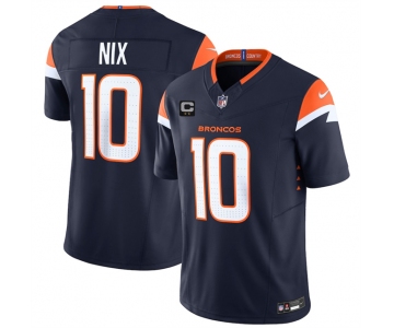 Men's Denver Broncos #10 Bo Nix Navy 2025 F.U.S.E. With 2-Star C Patch Vapor Limited Stitched Football Jersey
