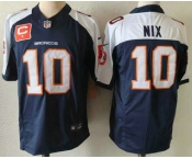 Men's Denver Broncos #10 Bo Nix Navy Blue C Patch Thanksgiving FUSE Vapor Jersey