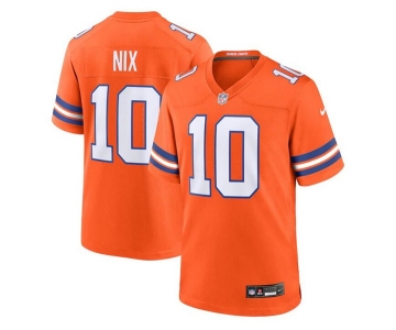 Men's Denver Broncos #10 Bo Nix Orange Mile High Collection F.U.S.E. 1977 Throwback Stitched Game Jersey
