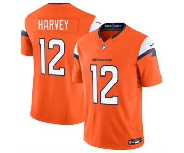 Men's Denver Broncos #12 RJ Harvey Orange 2025 F.U.S.E. Vapor Limited Football Stitched Jersey
