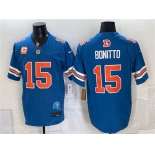 Men's Denver Broncos #15 Nik Bonitto Blue F.U.S.E. With 2-Star C Patch Throwback Vapor Limited Football Stitched Jersey Men's Denver Broncos #15 Nik Bonitto Blue F.U.S.E. With 2-Star C Patch Throwback Vapor Limited Football Stitched Jersey