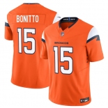 Men's Denver Broncos #15 Nik Bonitto Orange 2025 Draft F.U.S.E. Vapor Limited Football Stitched Jersey