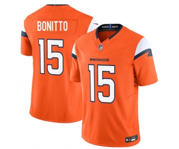 Men's Denver Broncos #15 Nik Bonitto Orange 2025 Draft F.U.S.E. Vapor Limited Football Stitched Jersey