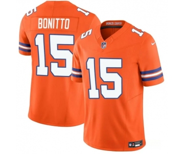 Men's Denver Broncos #15 Nik Bonitto Orange F.U.S.E. Mile High Collection 1977 Throwback Vapor Limited Football Stitched Jersey