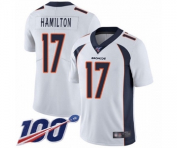 Men's Denver Broncos #17 DaeSean Hamilton White Vapor Untouchable Limited Player 100th Season Football Jersey