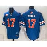 Men's Denver Broncos #17 Jaylen Waddle Blue F.U.S.E. With 2-Star C Patch Throwback Vapor Limited Football Stitched Jersey Men's Denver Broncos #17 Jaylen Waddle Blue F.U.S.E. With 2-Star C Patch Throwback Vapor Limited Football Stitched Jersey