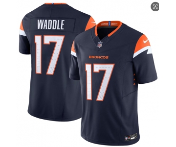 Men's Denver Broncos #17 Jaylen Waddle Navy 2026 F.U.S.E. Vapor Limited Stitched Football Jersey
