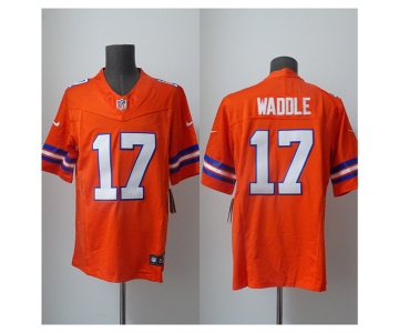 Men's Denver Broncos #17 Jaylen Waddle Orange 2026 F.U.S.E. Mile High Collection 1977 Throwback Vapor Limited Football Stitched Jersey