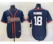 Men's Denver Broncos #18 Peyton Manning Navy Cool Base Stitched Baseball Jersey