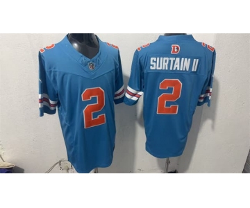 Men's Denver Broncos #2 Pat Surtain II Blue F.U.S.E. With Patch Throwback Vapor Limited Football Stitched Jersey