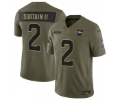 Men's Denver Broncos #2 Pat Surtain II Olive 2025 Salute to Service Limited Football Stitched Jersey
