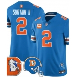 Men's Denver Broncos #2 Patrick Surtain II Blue F.U.S.E. With 2-Star C Patch Throwback Vapor Limited Football Stitched Jersey Men's Denver Broncos #2 Patrick Surtain II Blue F.U.S.E. With 2-Star C Patch Throwback Vapor Limited Football Stitched Jersey