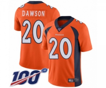 Men's Denver Broncos #20 Duke Dawson Orange Team Color Vapor Untouchable Limited Player 100th Season Football Jersey