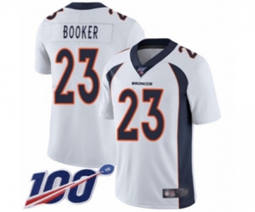 Men's Denver Broncos #23 Devontae Booker White Vapor Untouchable Limited Player 100th Season Football Jersey