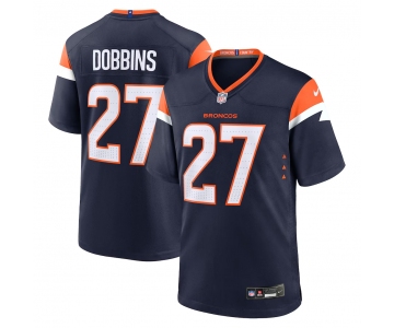 Men's Denver Broncos #27 J.K. Dobbins Navy 2025 Alternate Football Stitched Game Jersey