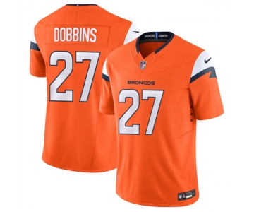 Men's Denver Broncos #27 J.K. Dobbins Orange 2025 F.U.S.E. Vapor Limited Football Stitched Jersey