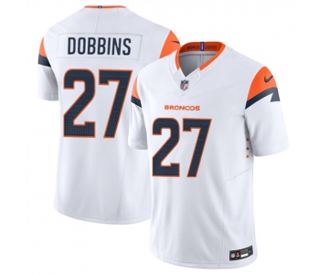 Men's Denver Broncos #27 J.K. Dobbins White 2025 F.U.S.E. Vapor Limited Football Stitched Jersey