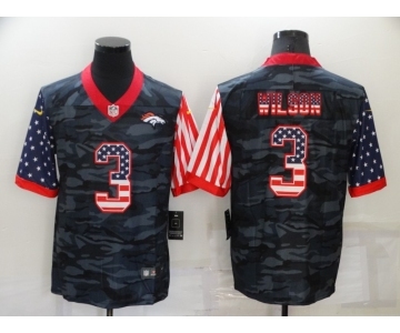 Men's Denver Broncos #3 Russell Wilson Camo Salute To Serve USA Flag Limited Jersey