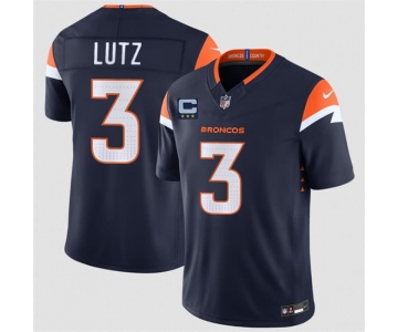 Men's Denver Broncos #3 Wil Lutz Navy 2026 F.U.S.E. With 3-Star C Patch Vapor Limited Stitched Football Jersey