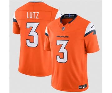 Men's Denver Broncos #3 Wil Lutz Orange 2026 F.U.S.E. Vapor Limited Stitched Football Jersey