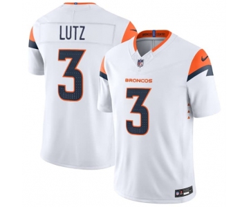Men's Denver Broncos #3 Wil Lutz White 2026 F.U.S.E. Vapor Limited Stitched Football Jersey