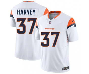 Men's Denver Broncos #37 RJ Harvey White 2025 Draft F.U.S.E. Vapor Limited Football Stitched Jersey