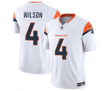 Men's Denver Broncos #4 Zach Wilson White 2024 F.U.S.E. Vapor Limited Football Stitched Jersey