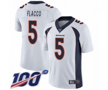 Men's Denver Broncos #5 Joe Flacco White Vapor Untouchable Limited Player 100th Season Football Jersey
