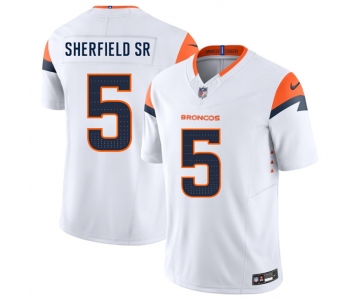 Men's Denver Broncos #5 Trent Sherfield Sr White 2025 F.U.S.E. Vapor Limited Football Stitched Jersey