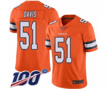 Men's Denver Broncos #51 Todd Davis Limited Orange Rush Vapor Untouchable 100th Season Football Jersey
