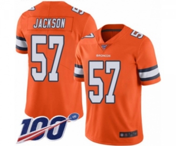 Men's Denver Broncos #57 Tom Jackson Limited Orange Rush Vapor Untouchable 100th Season Football Jersey