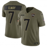 Men's Denver Broncos #7 John Elway Olive 2025 Salute to Service Limited Football Stitched Jersey Men's Denver Broncos #7 John Elway Olive 2025 Salute to Service Limited Football Stitched Jersey