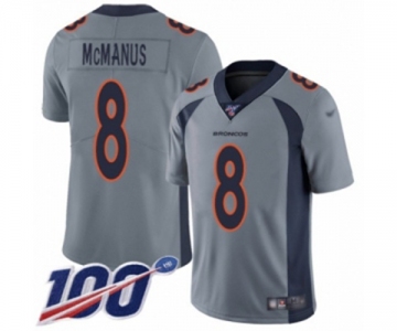 Men's Denver Broncos #8 Brandon McManus Limited Silver Inverted Legend 100th Season Football Jersey