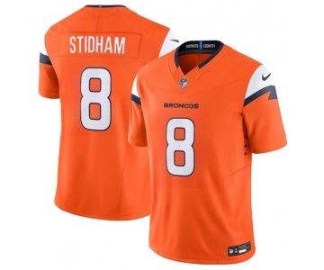 Men's Denver Broncos #8 Jarrett Stidham Orange 2025 F.U.S.E. Vapor Limited Football Stitched Jersey