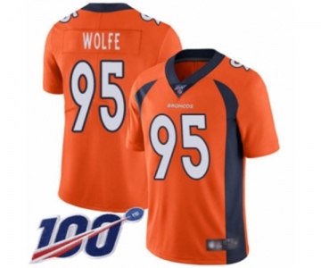 Men's Denver Broncos #95 Derek Wolfe Orange Team Color Vapor Untouchable Limited Player 100th Season Football Jersey