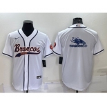 Men's Denver Broncos White Team Big Logo With Patch Cool Base Stitched Baseball Jersey