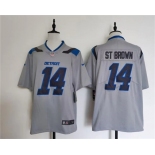 Men's Detroit Lions #14 Amon-Ra St. Brown Silver 2026 Rivalries Collection Limited Football Stitched Jersey Men's Detroit Lions #14 Amon-Ra St. Brown Silver 2026 Rivalries Collection Limited Football Stitched Jersey