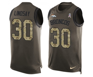 Men's Nike Denver Broncos #30 Phillip Lindsay Limited Green Salute to Service Tank Top NFL Jersey