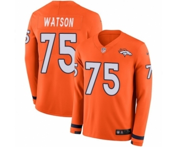 Men's Nike Denver Broncos #75 Menelik Watson Limited Orange Therma Long Sleeve NFL Jersey