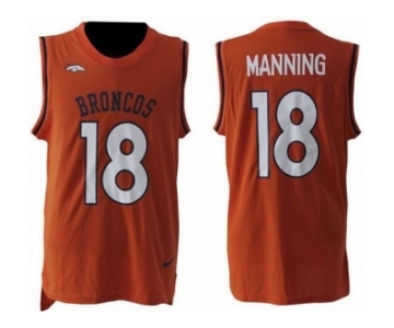 Nike Denver Broncos #18 Peyton Manning Orange Team Color Men Stitched NFL Limited Tank Top Jersey