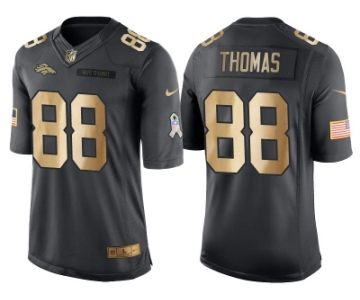 Nike Denver Broncos #88 Demaryius Thomas Anthracite 2016 Christmas Gold Men's NFL Limited Salute to Service Jersey