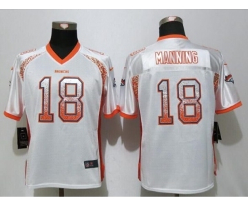 Women Nike Denver Broncos #18 Peyton Manning Drift Fashion White Jersey