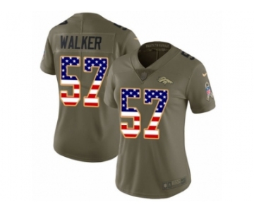 Women Nike Denver Broncos #57 Demarcus Walker Limited Olive USA Flag 2017 Salute to Service NFL Jersey