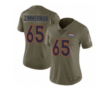 Women Nike Denver Broncos #65 Gary Zimmerman Limited Olive 2017 Salute to Service NFL Jersey