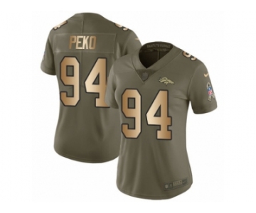 Women Nike Denver Broncos #94 Domata Peko Limited Olive Gold 2017 Salute to Service NFL Jersey