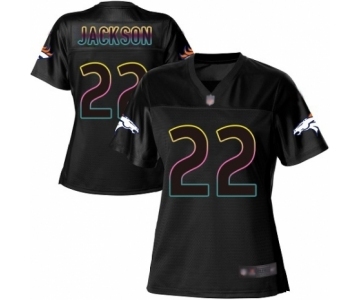Women's Denver Broncos #22 Kareem Jackson Game Black Fashion Football Jersey