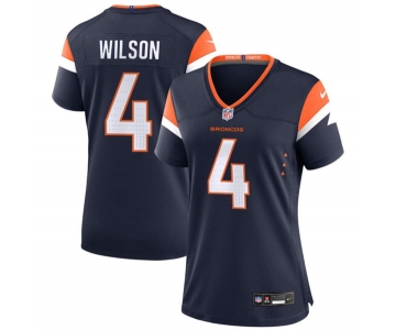 Women's Denver Broncos #4 Zach Wilson Navy 2024 Stitched Jersey
